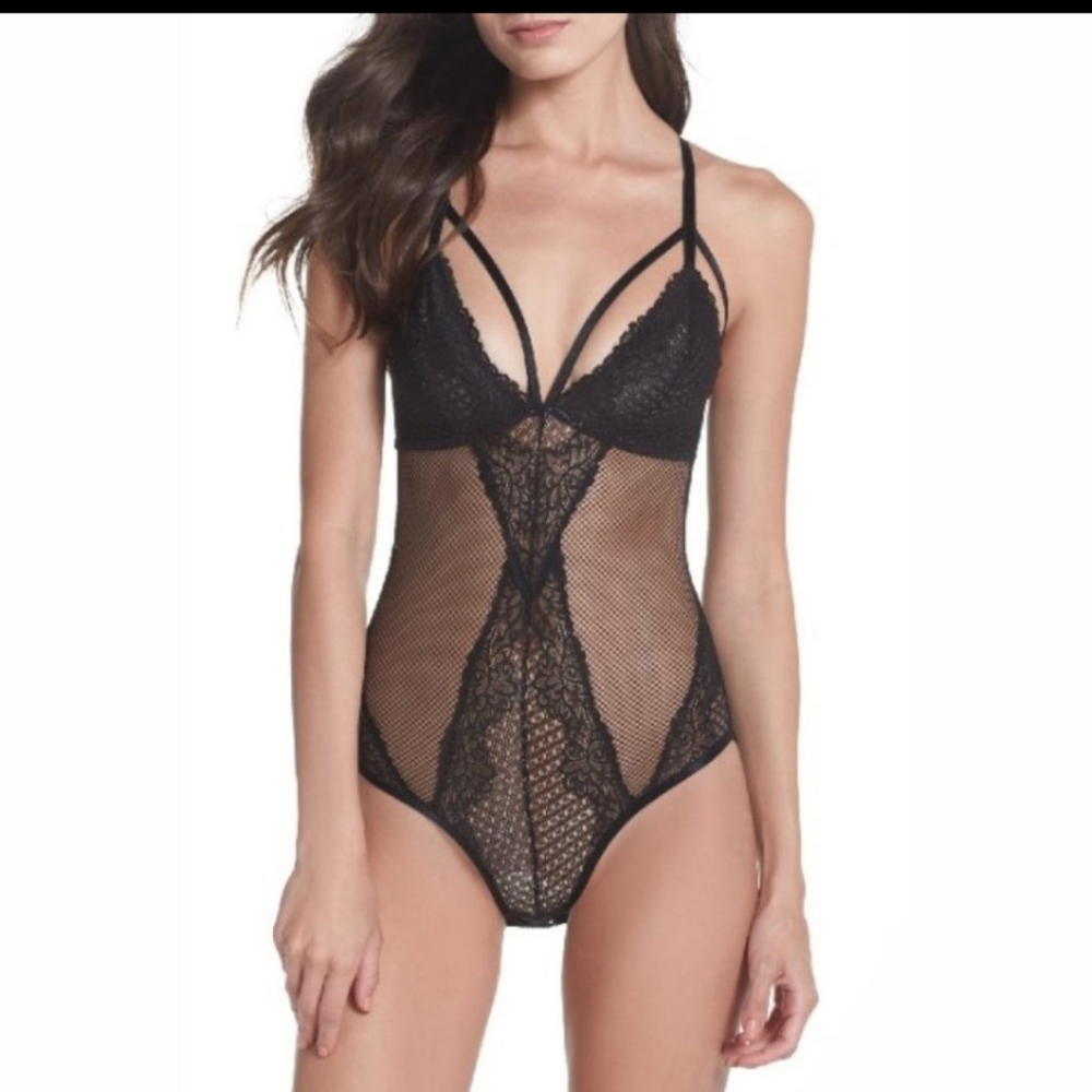 Sam Edelman Black Mesh Lingerie Bodyduit
